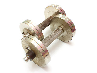 Image showing Two metal dumbbells 