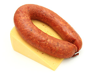 Image showing Fresh sausage with cheese 