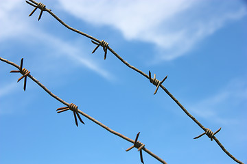 Image showing barbed wire against the blue sky