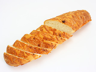 Image showing The ruddy long loaf of bread 