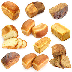 Image showing Assortment of different types of bread isolated on white backgro