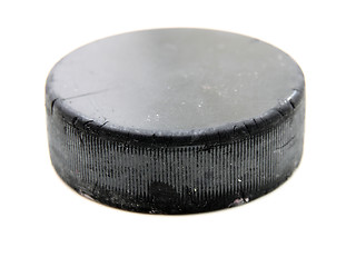 Image showing Black old hockey puck
