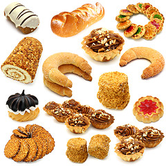 Image showing Set of cookies of the various form on a white background