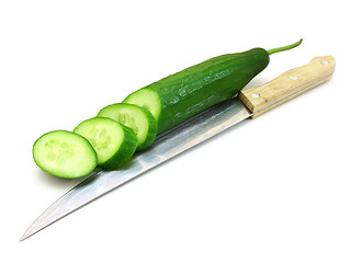 Image showing Fresh sausage and cucumber