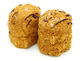 Image showing Honey cake with chocolate on a white background