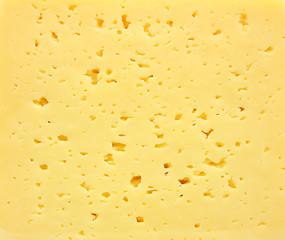 Image showing Background of fresh yellow Swiss cheese with holes