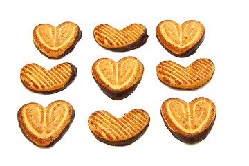 Image showing Cookies in the form of heart with chocolate 