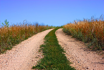 Image showing Rural road and the blue sky