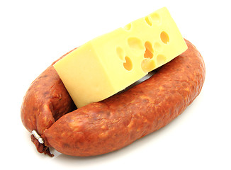 Image showing Fresh sausage with cheese