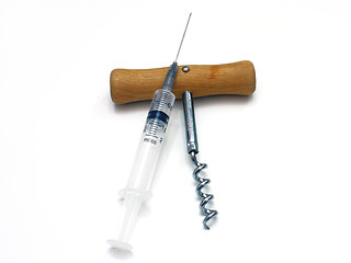 Image showing Syringe and corkscrew