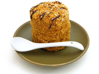 Image showing Honey cake with chocolate on a white background