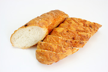 Image showing The ruddy long loaf of bread