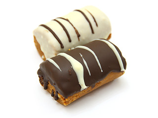 Image showing Round mini chocolate pie with strips from above