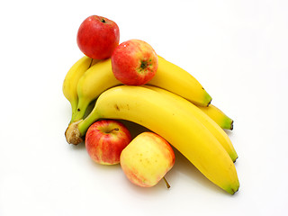 Image showing Yellow bananas apples and pears 