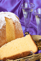 Image showing Spumante and Pandoro for Christmas