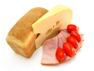Image showing cheese with a meat and tomatoes 
