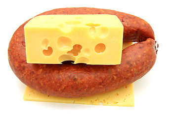 Image showing Fresh sausage with cheese