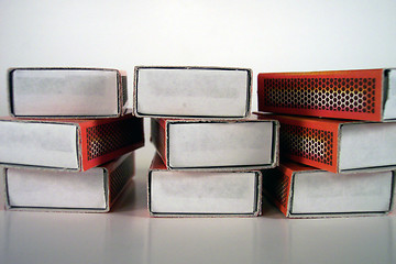Image showing nine match boxes