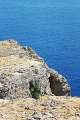 Image showing Mountain in Lindos Bay. Greece