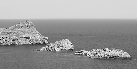 Image showing Mountain in Lindos Bay. Greece 