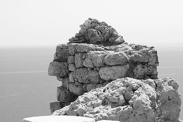 Image showing Mountain in Lindos Bay. Greece