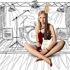 Image showing girl with the guitar