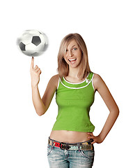 Image showing happy girl with soccer ball