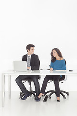 Image showing girl flirting at work