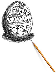 Image showing sketch of easter egg and pencil