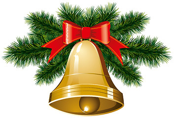 Image showing christmas bells with christmas tree