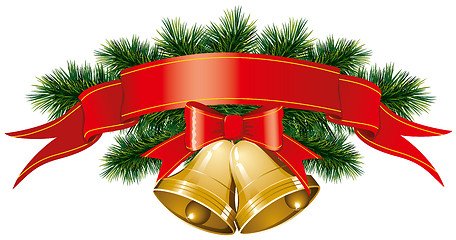 Image showing christmas bells with christmas tree