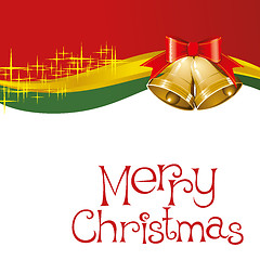 Image showing christmas card with bells with christmas tree