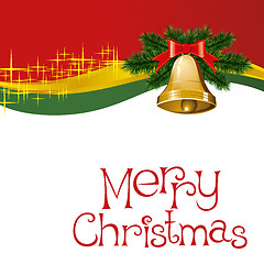 Image showing christmas card with bells with christmas tree