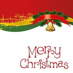 Image showing christmas card with bells with christmas tree