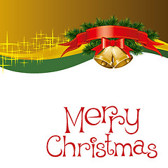 Image showing christmas card with bells with christmas tree