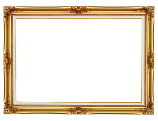 Image showing Gilded frame for painting on white background