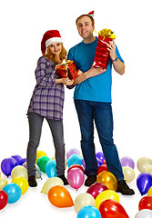 Image showing Family couple with Christmas gifts