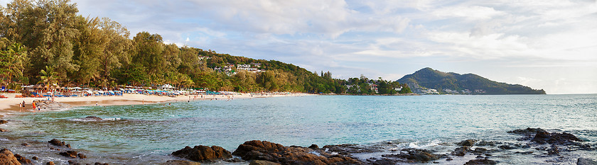 Image showing Coast of tropical ocean - panoramic photo