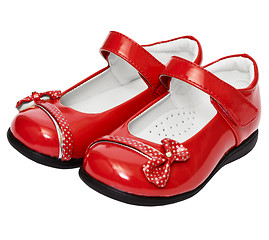 Image showing Female red shoes on white background