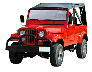 Image showing Red road vehicle on white background