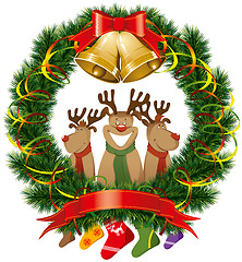 Image showing christmas reindeer with christmas bells