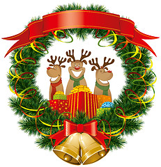 Image showing christmas reindeer with christmas bells