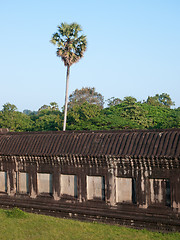 Image showing The surrounding wall of Angkor Wat, Cambodia