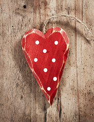Image showing old wooden christmas decoration heart