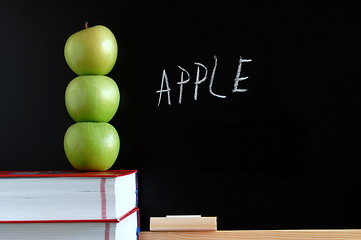 Image showing apples and chalkboard