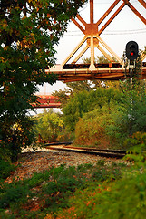 Image showing Railroad under railway bridge