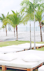 Image showing Image of modern outdoor furniture close to the beach