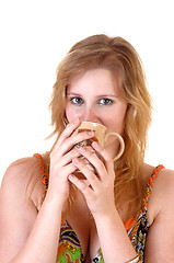 Image showing Girl drinking coffee.