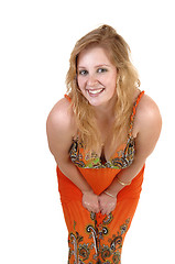 Image showing Girl bending to camera.