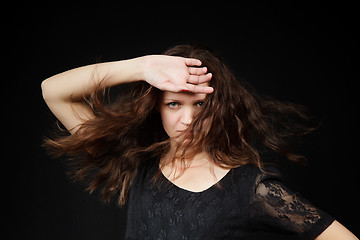 Image showing girl with flowing long hair